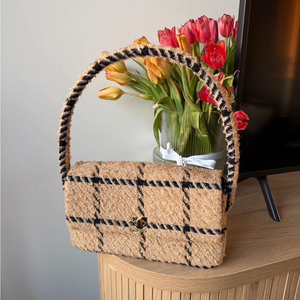 Anine Bing Nico plaid wool shoulder bag